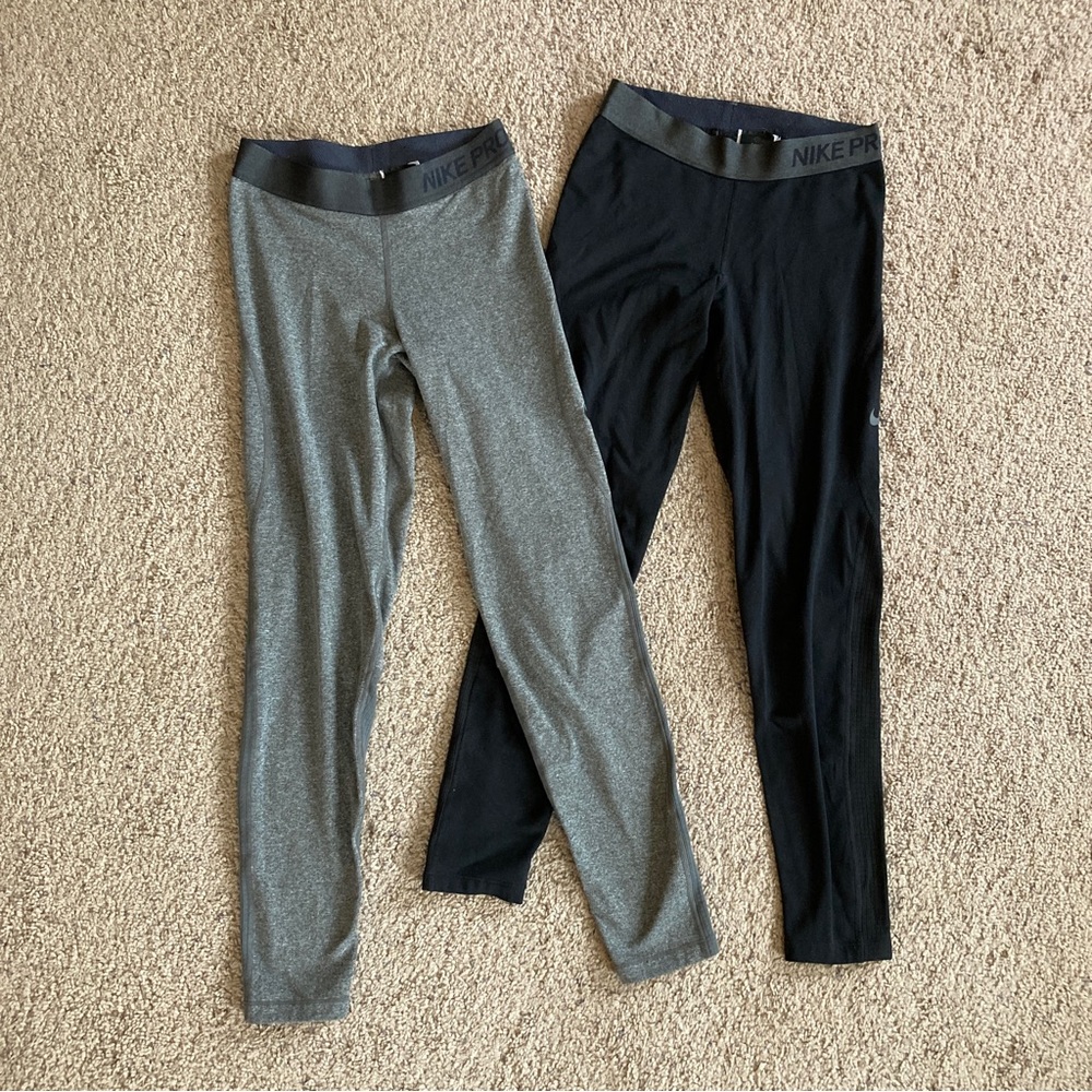 Set of 2 - Nike Pro Womens Workout Gym Leggings - Size Small